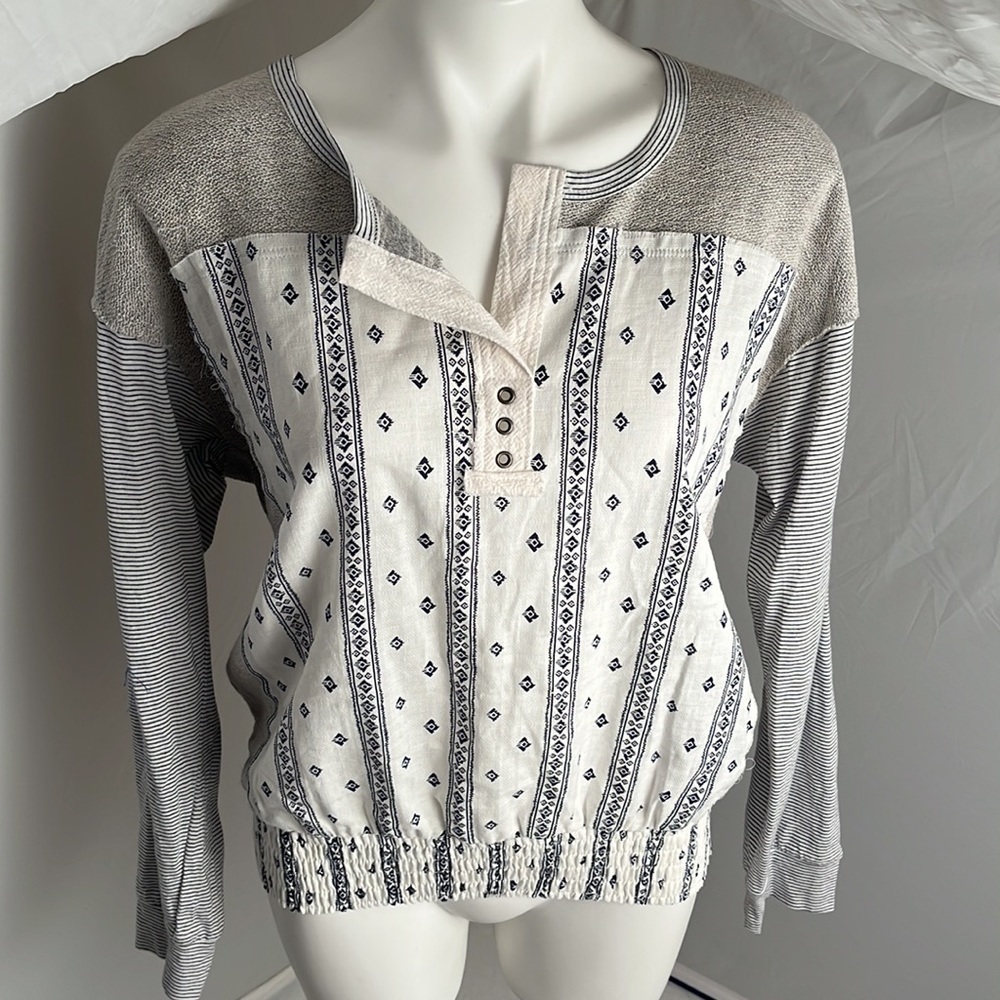 Mystree mixed media multicolor long sleeve top